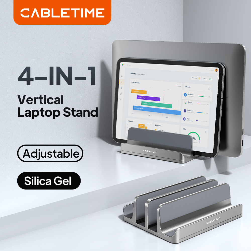 Vertical Laptop Stand - CABLETIME Pionowy Stojak na Laptopa Aluminiowy