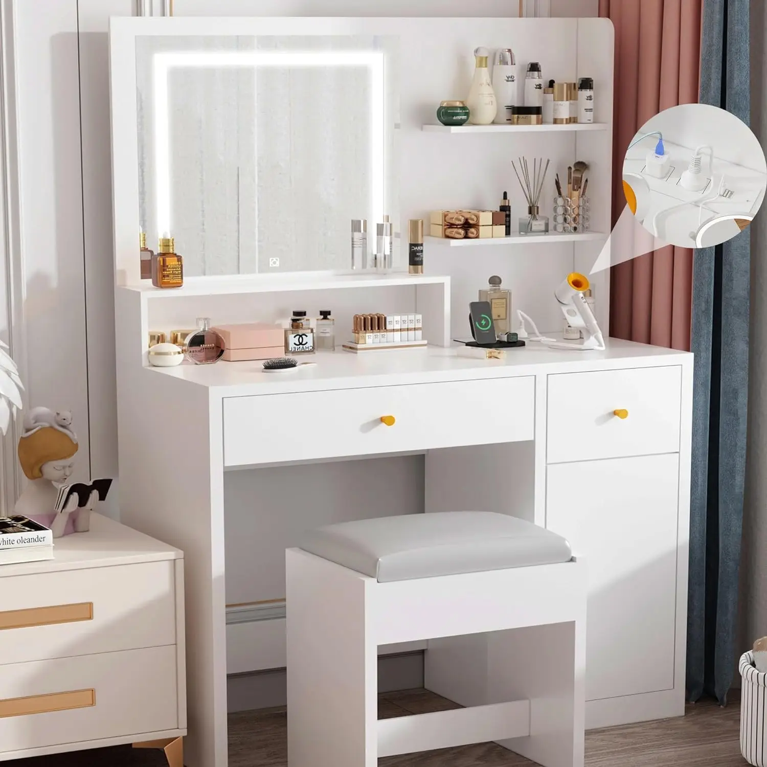 Desk Vanity Setup - Toaletka 94 cm z lustrem i