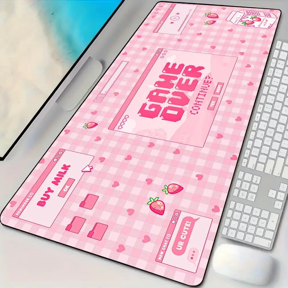 Desk Setup Pink - Podkładka pod mysz VIKAMA Pink Plaid
