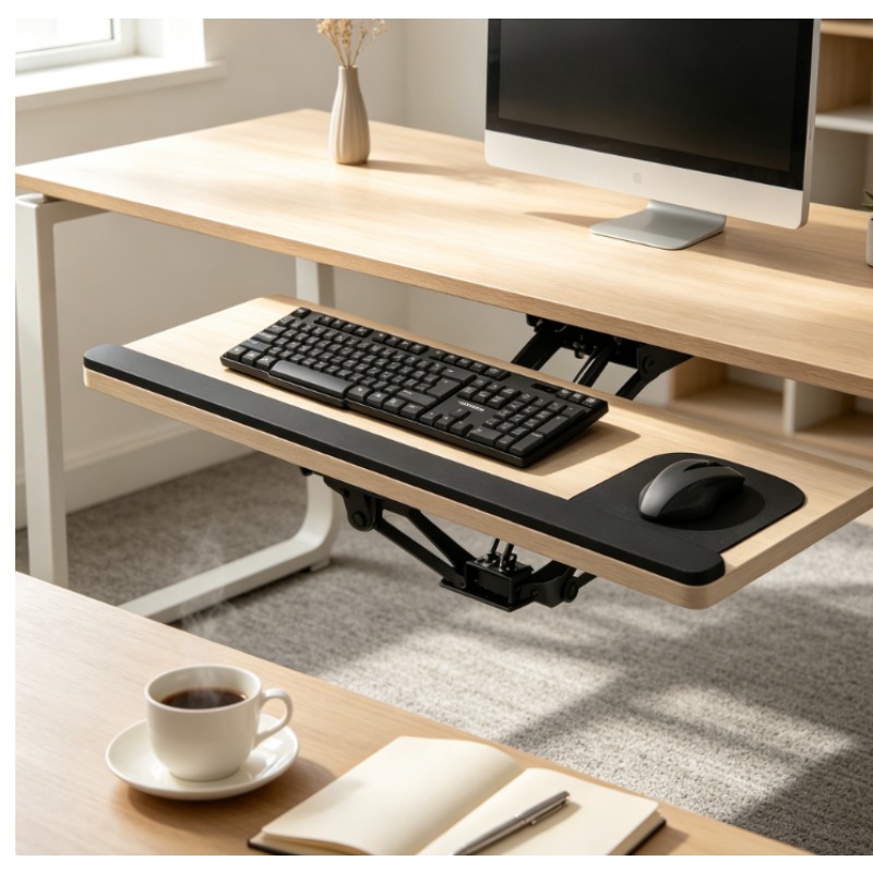 Desk Setup Home Office - Półka na klawiaturę pod biurko z
