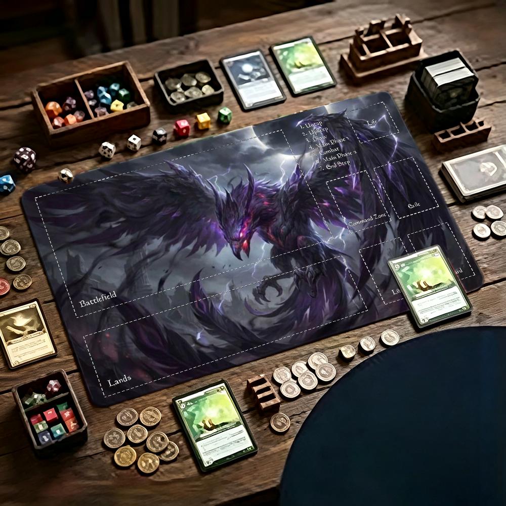 Desk Setup Dark - Ciemnofioletowa Mata do Gry Phoenix TCG,