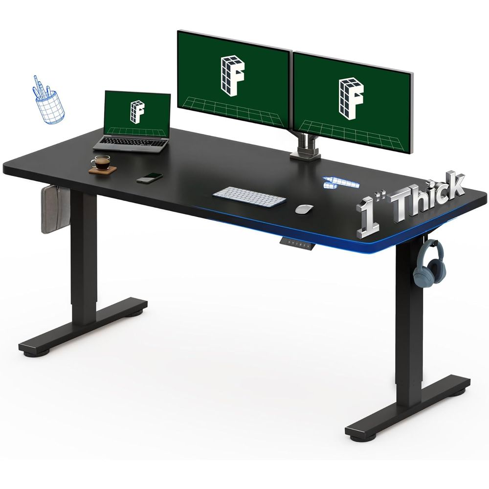 Elektryczne biurko stojące jed – Desk Setup Black And Wood recenzja i cena