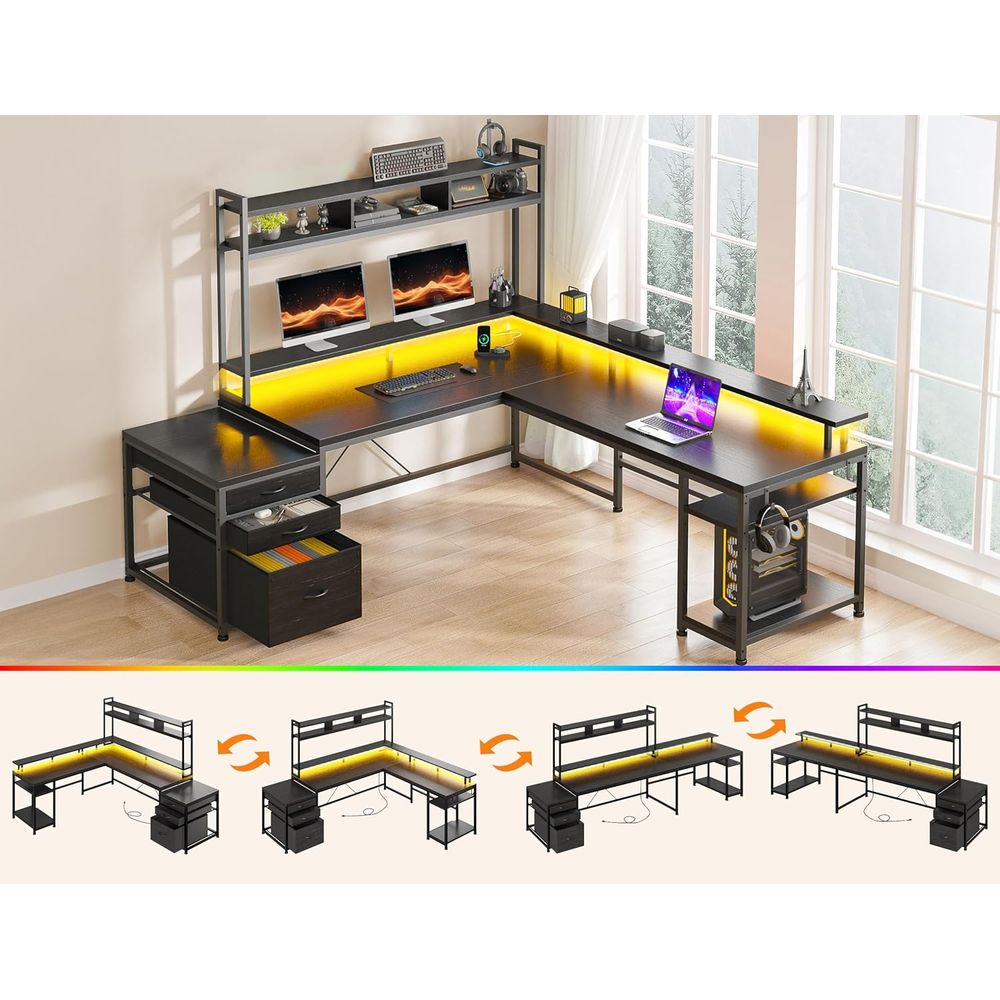 Biurko gamingowe w kształcie l – Desk Setup Black And Wood recenzja i cena