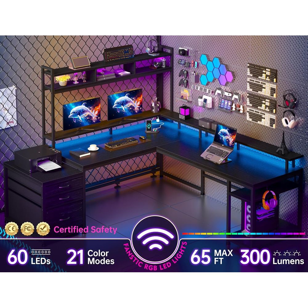 Biurko gamingowe w kształcie l – Desk Setup Black And Wood recenzja i cena