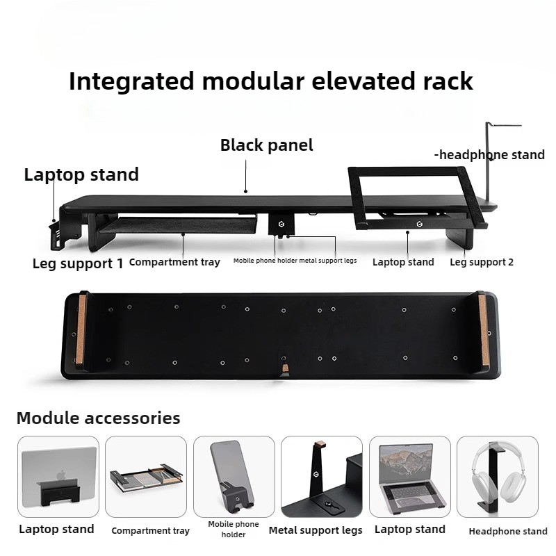Modułowy podstawka pod monitor – Desk Setup Black And Wood recenzja i cena