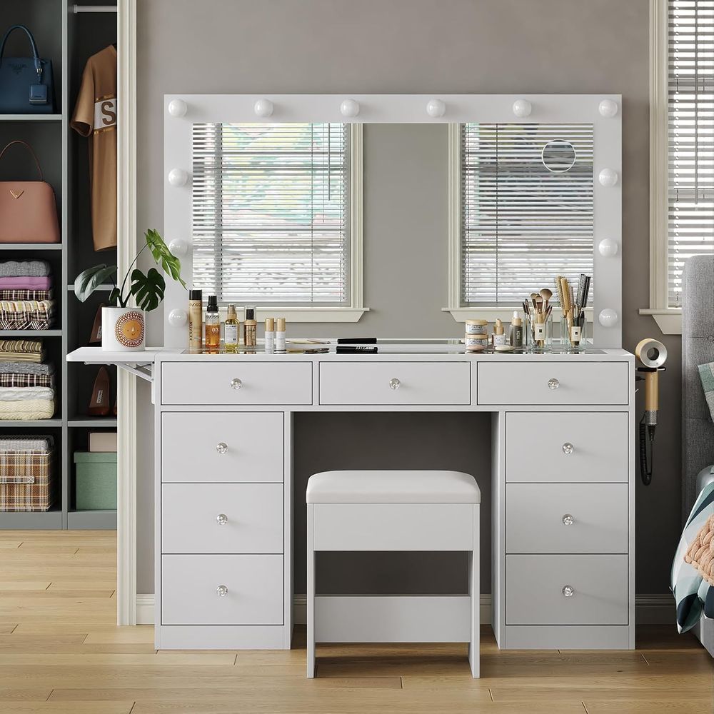 Toaletka z gniazdem zasilania, – Desk Vanity Setup recenzja i cena