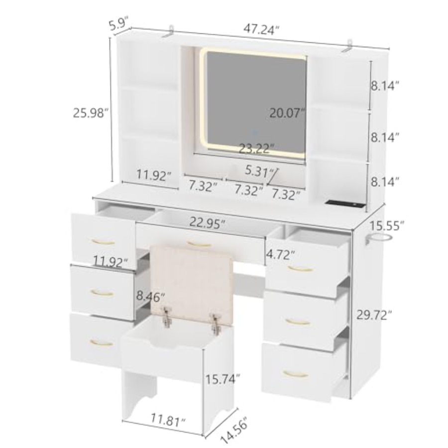 Duża toaletka 47 cali z lustre – Desk Vanity Setup recenzja i cena