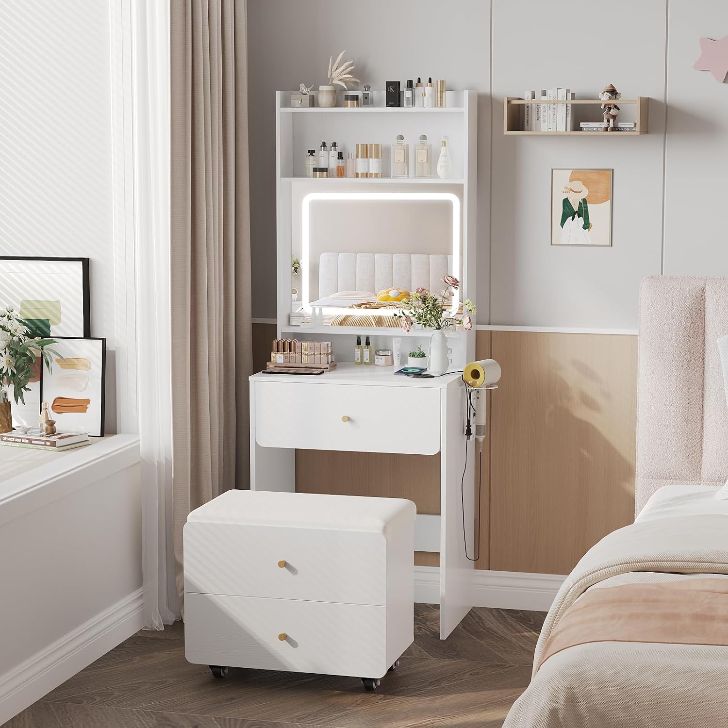 Toaletka z lustrem i oświetlen – Desk Vanity Setup recenzja i cena